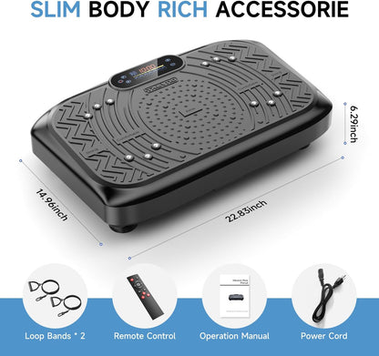 Vibrationsplatte Fitnessgerät, Vibrationsplatte 199 Einstellbare Geschwindigkeit, Vibrationsplatte Trainingsgerät Automatischer Modus P1-P7, Vibrationsplattform mit Bluetooth  450 Lbs Kapazität