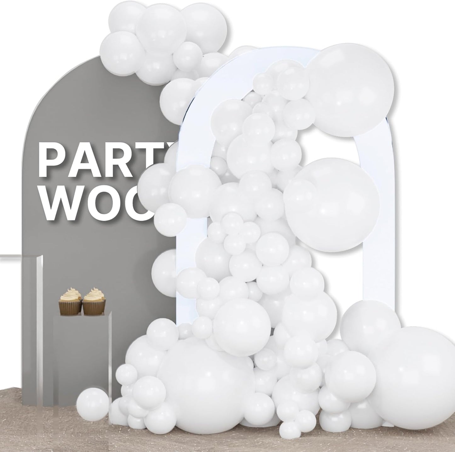 PartyWoo White Balloons 155pcs Different Sizes Pack of 18 12 10 5 Inch Matte White Latex Balloon Arch Kit Garland for Wedding Bridal Graduation Baby Shower Birthday Party Decorations White-Y13