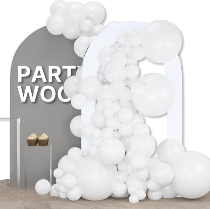 PartyWoo White Balloons 155pcs Different Sizes Pack of 18 12 10 5 Inch Matte White Latex Balloon Arch Kit Garland for Wedding Bridal Graduation Baby Shower Birthday Party Decorations White-Y13