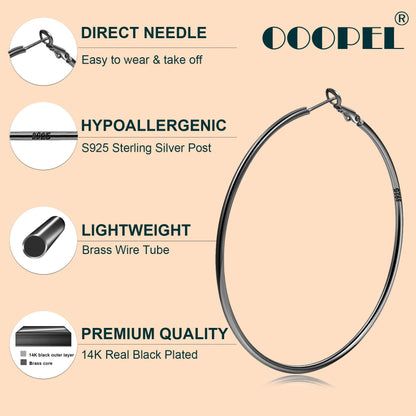 Große Gold Creolen für Frauen, Hypoallergene Dünne Gold Creolen, Sterling Silber Creolen für Damen, Extra Große, Mittelgroße, Große Creolen