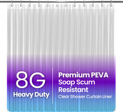 LiBa PEVA 8G Bathroom Shower Curtain Liner, 72" W x 72" H, Frosted, 8G Heavy Duty Waterproof Shower Curtain Liner