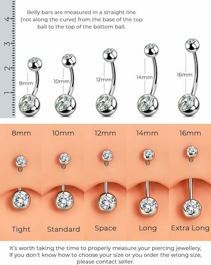 OUFER 5x Bauchnabelpiercings baumelnd – 14G Chirurgischer Stahl Bauchnabelpiercing, Hypoallergener Bauchnabelring mit Zirkonia Schmetterling Blume Tropfen Langhantel für Strand, Festival, Fitnessstudio
