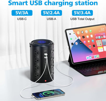 Tower Power Strip Surge Protector with 16 Outlets and 5 USB Ports