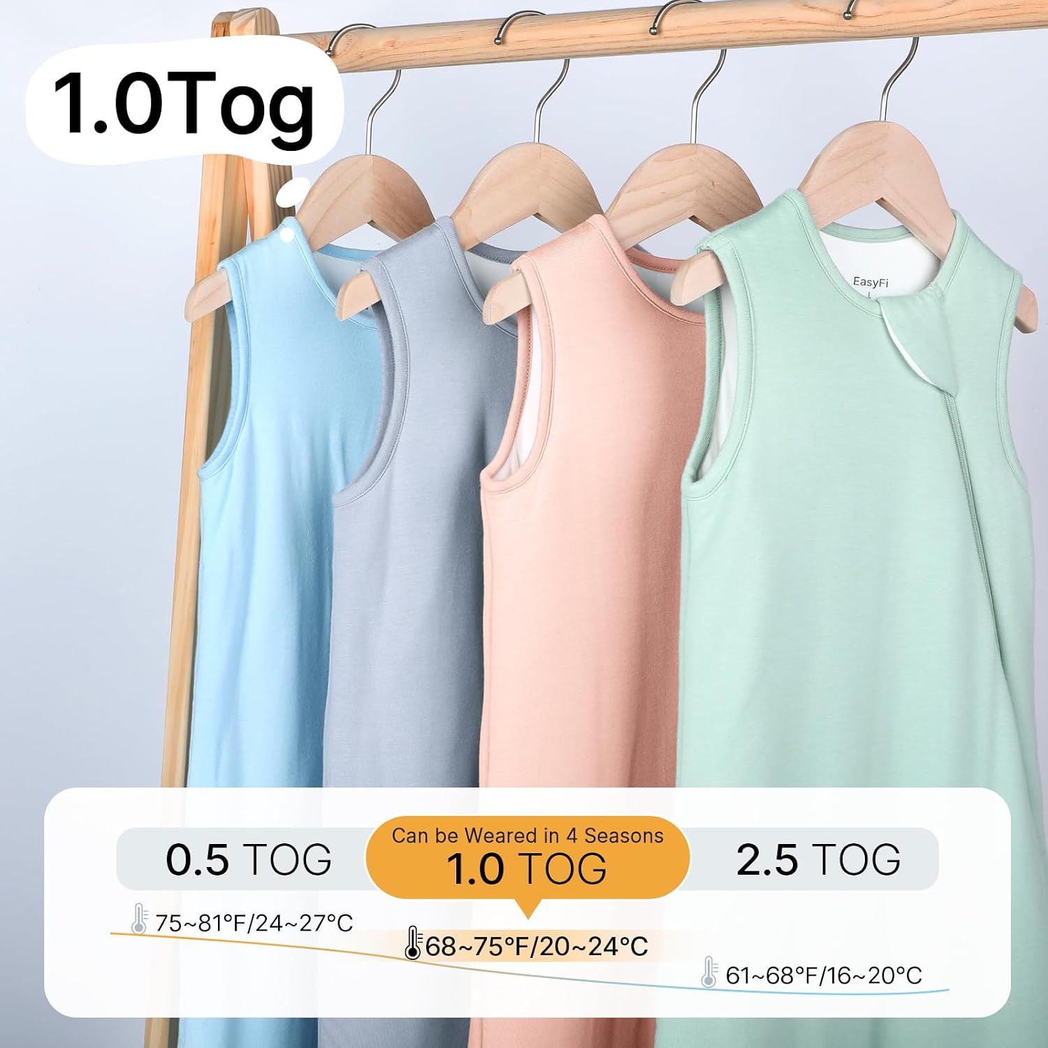 Supersoft Rayon Made from Bamboo Sleep Sack 3-6 Months Newborn Sleep Sack 0-3 Months 1.0 Tog Baby Wearable Blanket with 2-Way Zipper Unisex Sleeping Bag for Babies (2 Pack) Green & Blue
