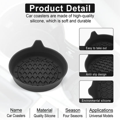 SINGARO Car Cup Holder Coaster, Silicone Cup Holder Insert, Universal Non-Slip Cup Holders, Car Accessories Interior for Women and Man Interior Sets 4 Pack Black