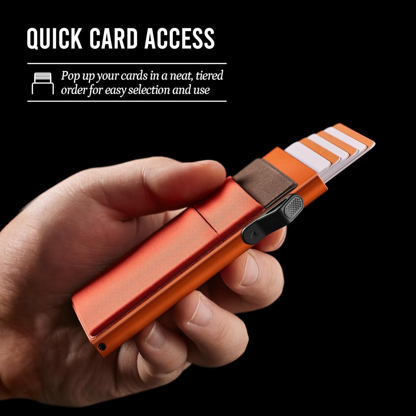 YESIIW Minimalistisches Pop-up-Kartenetui für Herren, RFID-blockierend | Schlankes Visitenkartenetui mit Geldfach | Aluminium-Metall-Bankkartenetui für Scheine, Münzen und Debitkarten