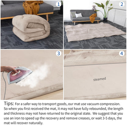 Huloo Sleep Ultra Soft Baby Spielmatte für den Boden, 3,3 cm dicke Elasti-Foam 127x127 cm Laufgittermatte für Kleinkinder, rutschfeste Rückseite, sicher zum Krabbeln und für die Bauchlage, Tatami-Stil (Dunkelgrau)