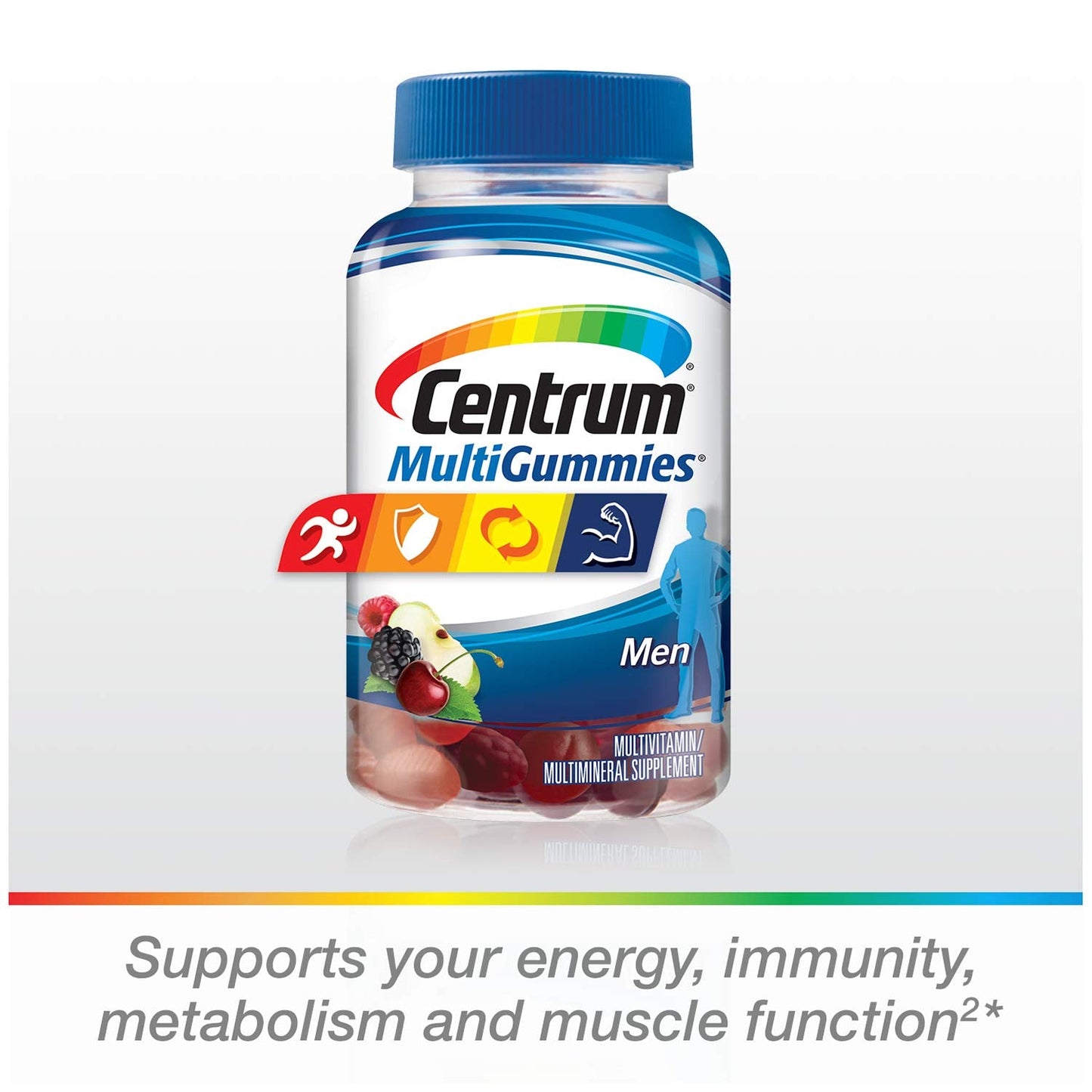 Centrum MultiGummies Gummy Multivitamin for Men, Multivitamin/Multimineral Supplement with Selenium, Antioxidants and Vitamin D3, Assorted Fruit Flavor - 170 Count (Pack of 12)