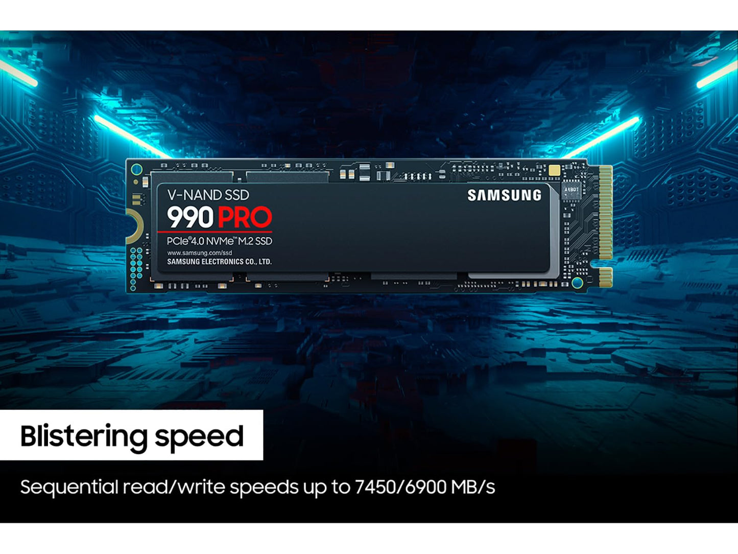 Samsung 990 PRO SSD 2TB NVMe M.2 PCIe Gen4, M.2 2280 Internal Solid State Hard Drive, Seq. Read Speeds Up to 7,450 MB/s for High End Computing, Gaming, and Heavy Duty Workstations, MZ-V9P2T0B/AM