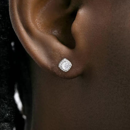 Sereney Dance Ohrringe 925 Sterling Silber Halo Stecker Hypoallergene Ohrringe für Damen, CZ 8 mm Runde Zirkonia Ohrstecker Ohrringe für Herren