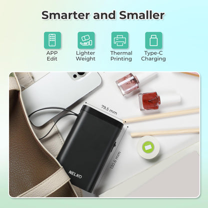 Nelko Etikettendrucker mit Band, P21 Bluetooth-Etikettendrucker, kabelloser Mini-Etikettendrucker mit mehreren Vorlagen für Schule, Büro, Zuhause, Weiß