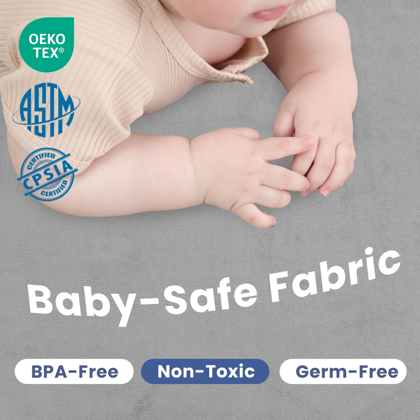 Huloo Sleep Ultra Soft Baby Spielmatte für den Boden, 3,3 cm dicke Elasti-Foam 127x127 cm Laufgittermatte für Kleinkinder, rutschfeste Rückseite, sicher zum Krabbeln und für die Bauchlage, Tatami-Stil (Dunkelgrau)