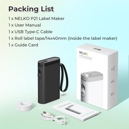 Nelko Etikettendrucker mit Band, P21 Bluetooth-Etikettendrucker, kabelloser Mini-Etikettendrucker mit mehreren Vorlagen für Schule, Büro, Zuhause, Weiß