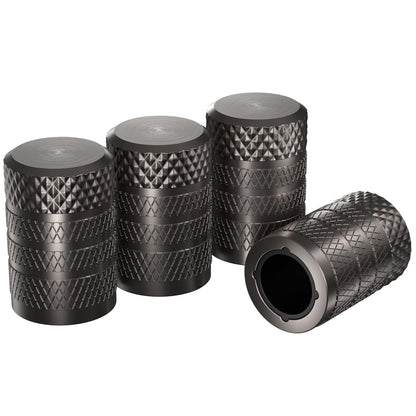 CKAuto Tire Valve Stem Caps, Black, 4 pcs/Pack, Anodized Aluminum Tire Valve Cap Set, Corrosion Resistant, Universal Stem Covers for Cars Trucks Motorcycles SUVs and Bikes