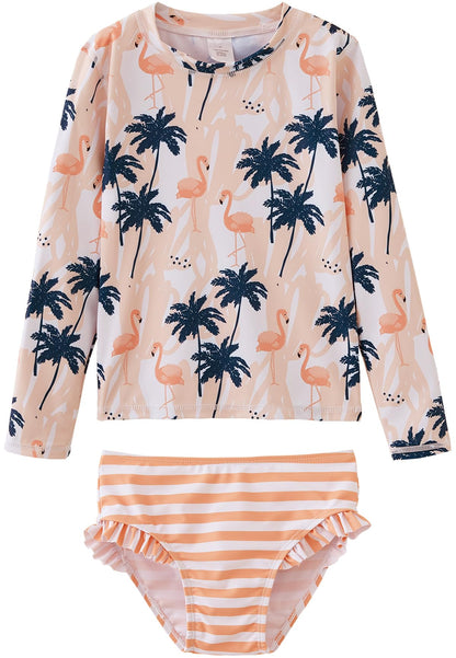 UMELOK Toddler and Little Girls Rash Guard Sets with Bikini Bottoms Swimwear