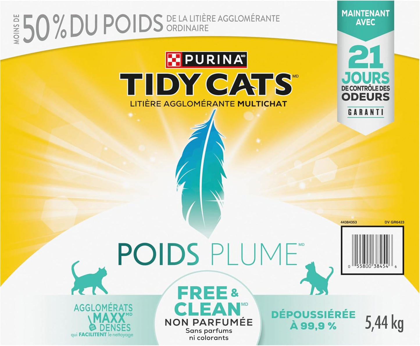 Tidy Cats Free & Clean Katzenstreu, Leicht Ungeduftet Mehrkatzenhaushalt - 5,44 kg Box