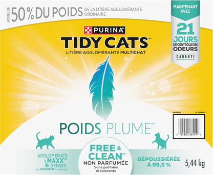 Tidy Cats Free & Clean Katzenstreu, Leicht Ungeduftet Mehrkatzenhaushalt - 5,44 kg Box
