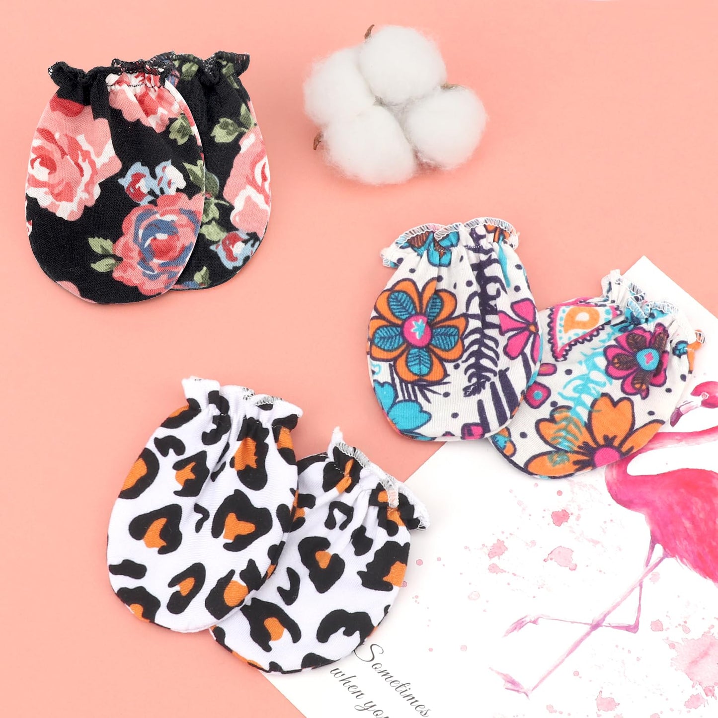 BQUBO Baby Fäustlinge Kratzschutz Handschuhe aus Baumwolle mit elastischem Bündchen Hypoallergen für Neugeborene und Babys von 0-6 Monaten Jungen und Mädchen