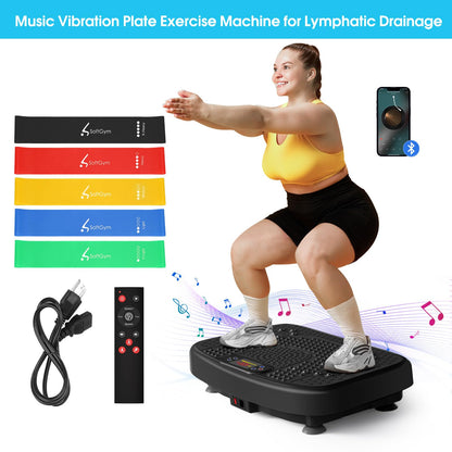 SoftGym Waver Vibration Plate Exercise Machine for Lymphatic Drainage Weight Loss,120 Speed Levels Vibrating Platform with Resistance Bands,Full-Body Workout Equipment for Muscle Activation