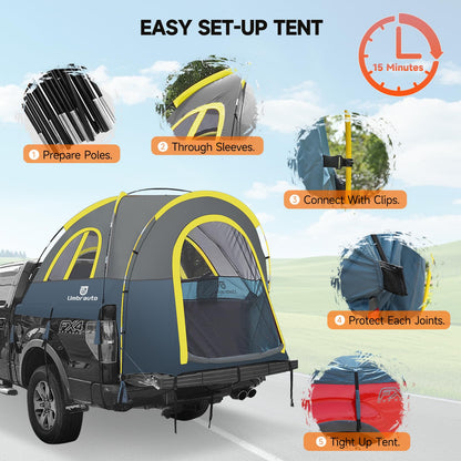Truck Bed Tent 5.5-6ft: Easy Set Up Umburato Pickup Truck Tents for Camping, Waterproof PU3000mm Canopy for Truck Camper, Portable, Spacious for 2 Person Green
