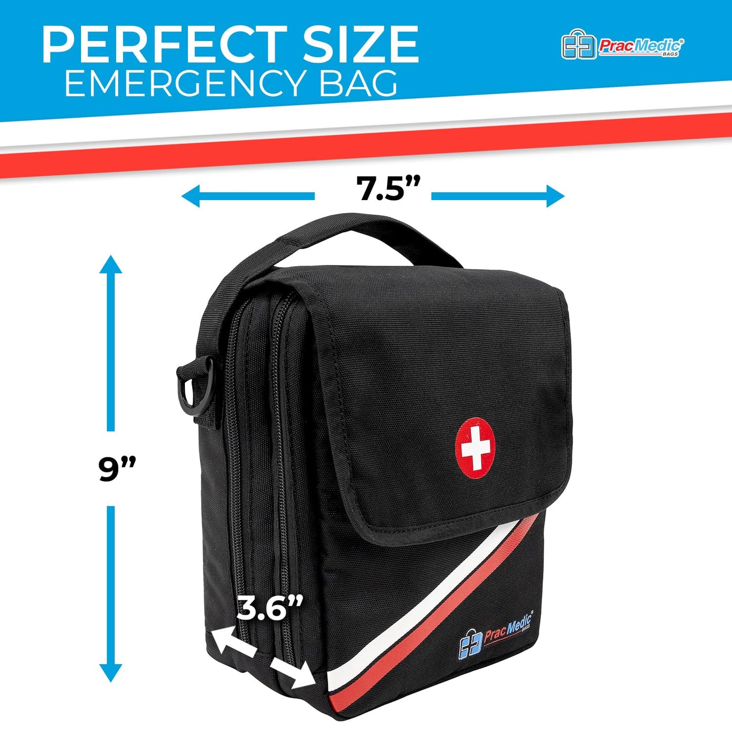 PracMedic Bags Travel Medicine Bag- First Aid Bags Empty or Epipen Carry Case for Insulin Pens, Pill Bottles, Diabetic Supply, Asthma Inhaler Spacer, Allergy Meds or First Aid Supplies (Red)