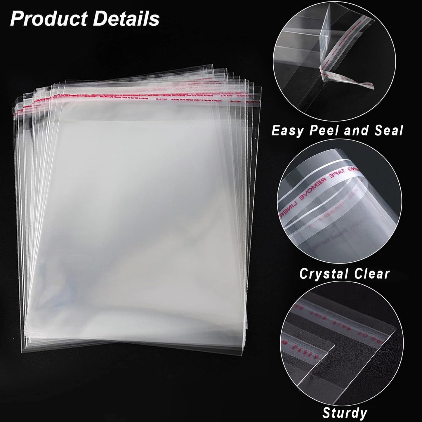 Selbstklebende Zellophanbeutel, 5x7 Zoll Keksbeutel, durchsichtige, wiederverschließbare Zellophanbeutel selbstklebend zum Verpacken von Geschenken, Produkten, 100 Stück