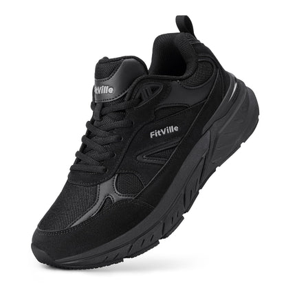 FitVille Wide Walking Shoes for Men Extra Wide Width Sneakers with Arch Support for Flat Feet Heel Pain Relief Plantar Fasciitis - Rebound NEO V1