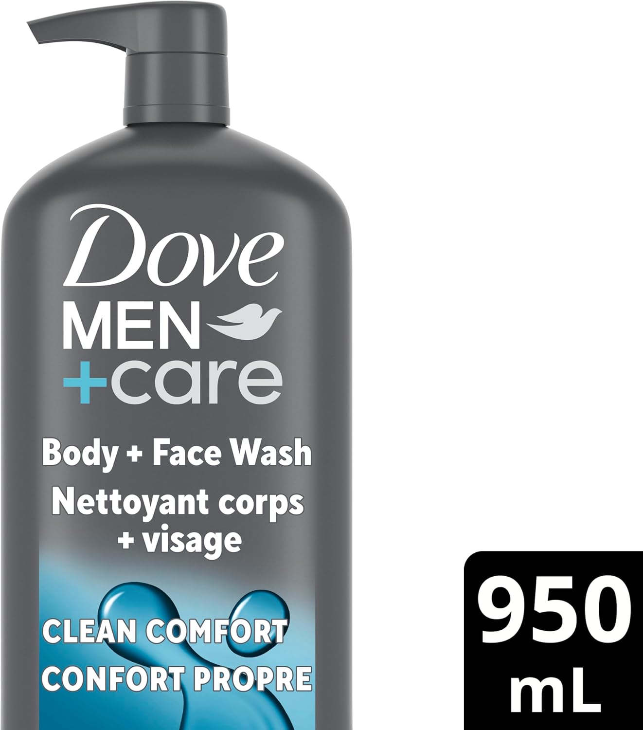 Dove Men+Care Erfrischendes Extra Frisch Körper- und Gesichtswaschmittel mit 24-Stunden nährender Mikromoleküle-Feuchtigkeitstechnologie Körperwaschmittel für Männer, 950 ml