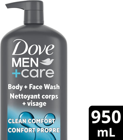 Dove Men+Care Erfrischendes Extra Frisch Körper- und Gesichtswaschmittel mit 24-Stunden nährender Mikromoleküle-Feuchtigkeitstechnologie Körperwaschmittel für Männer, 950 ml