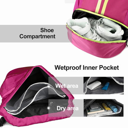 Hoedia Sports-Kordelzugrucksack – Schwimm-Turnbeutel mit Schuhfach und wasserdichter Tasche für Damen und Herren