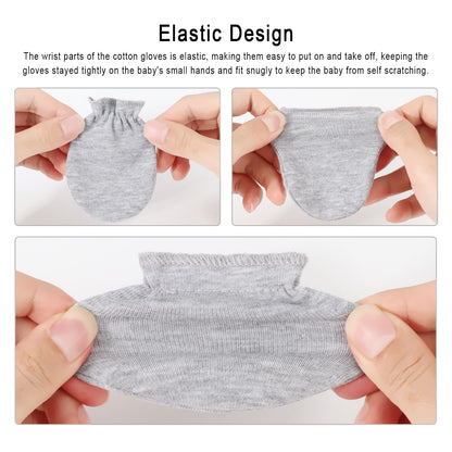 BQUBO Baby Fäustlinge Kratzschutz Handschuhe aus Baumwolle mit elastischem Bündchen Hypoallergen für Neugeborene und Babys von 0-6 Monaten Jungen und Mädchen