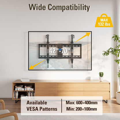 Mounting Dream TV-Wandhalterung für die meisten 37-75-Zoll-Fernseher, universelle neigbare TV-Halterung passend für 16", 18", 24" Ständer mit Tragkraft 132lbs, Max Vesa 600 x 400mm, flache TV-Wandhalterung mit niedrigem Profil