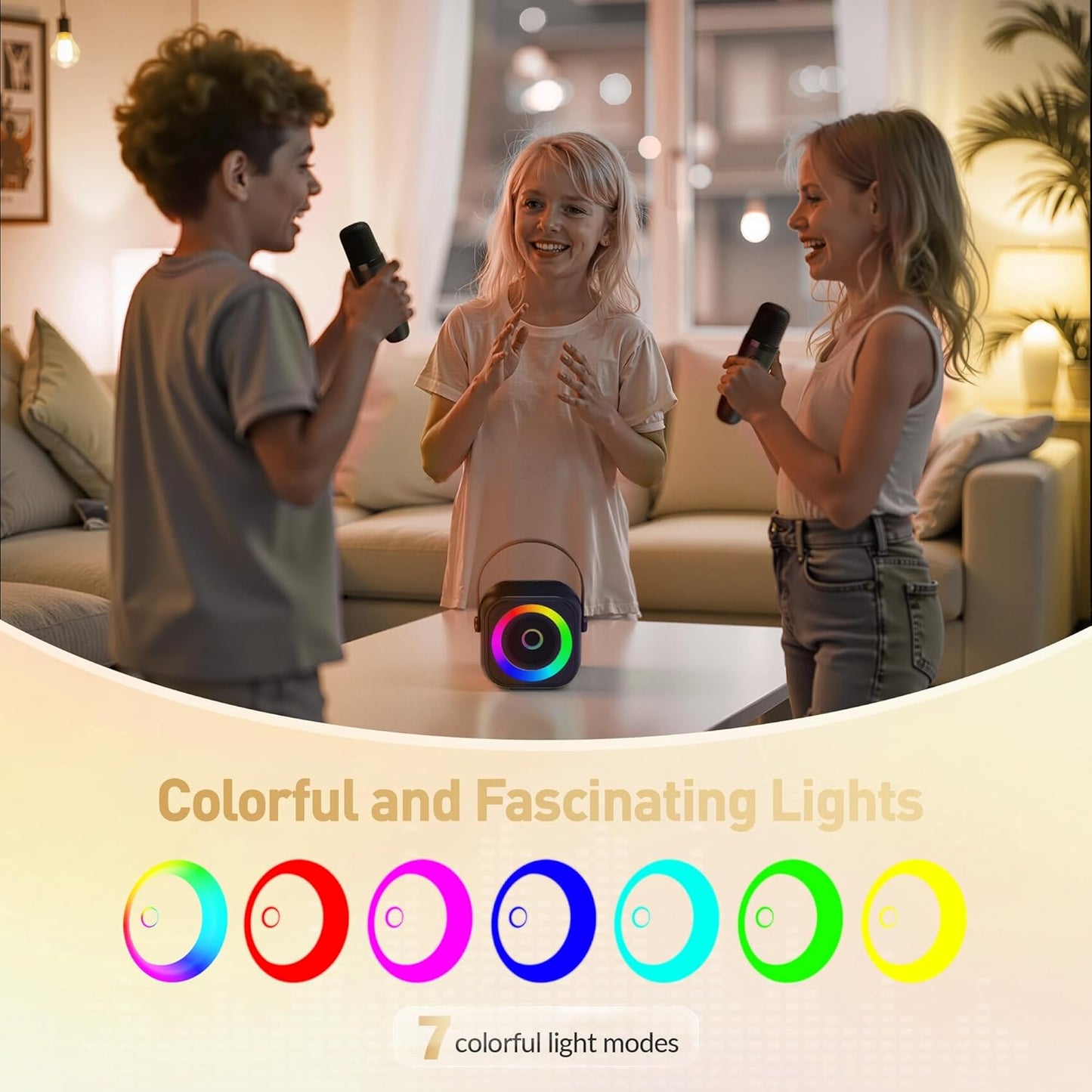 Mini Karaoke Machine for Kids Adults, Portable Bluetooth Speaker with 2 Wireless Microphone, Birthday Gifts for Girls Boys Ages 4, 5, 6, 7, 8, 9, 10, 12+ Years Old (Pinkcolor)