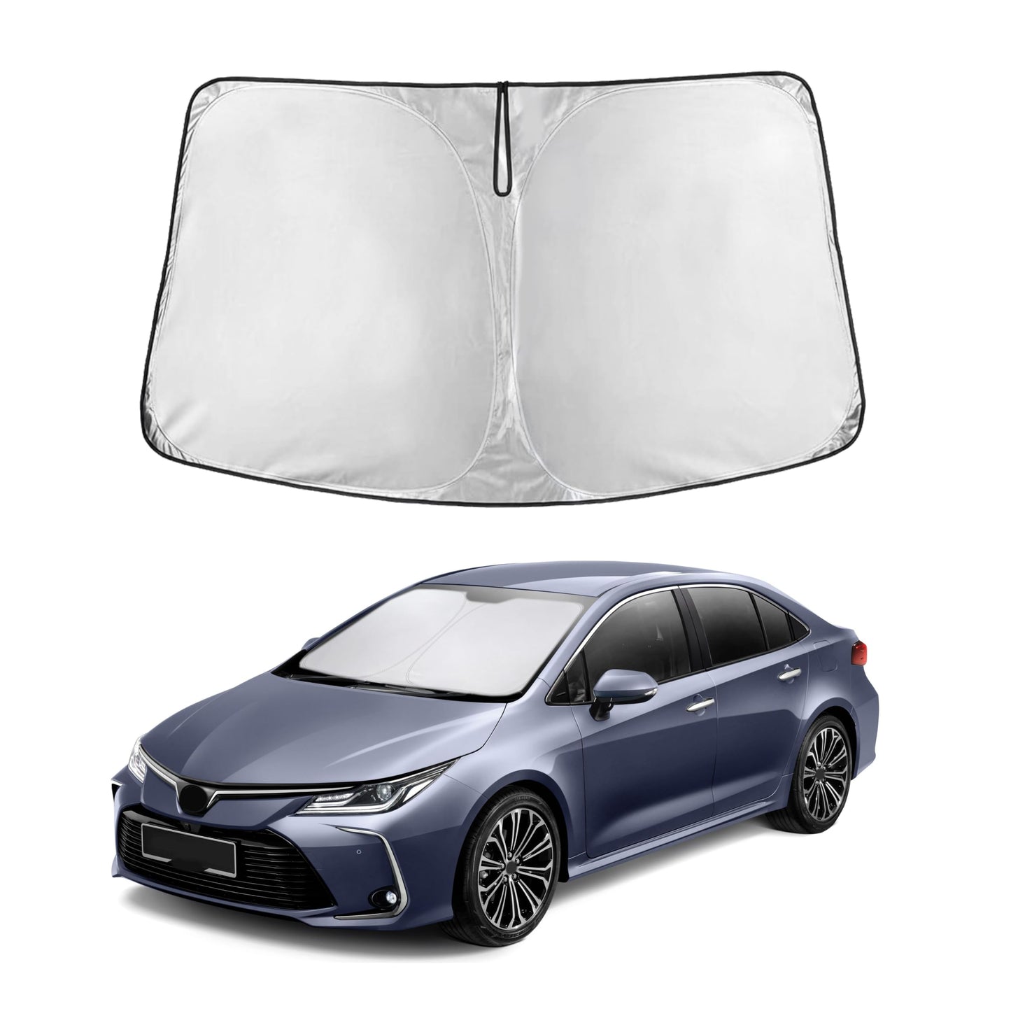 EcoNour Car Windshield Sunshade | Blocks 99% Heat & Keeps Interior Cool | Universal Fits Cars, SUVs, Trucks | Automotive Sun Screen, Visor & Car Accessories for Summer | Medium (64x32 Inches)