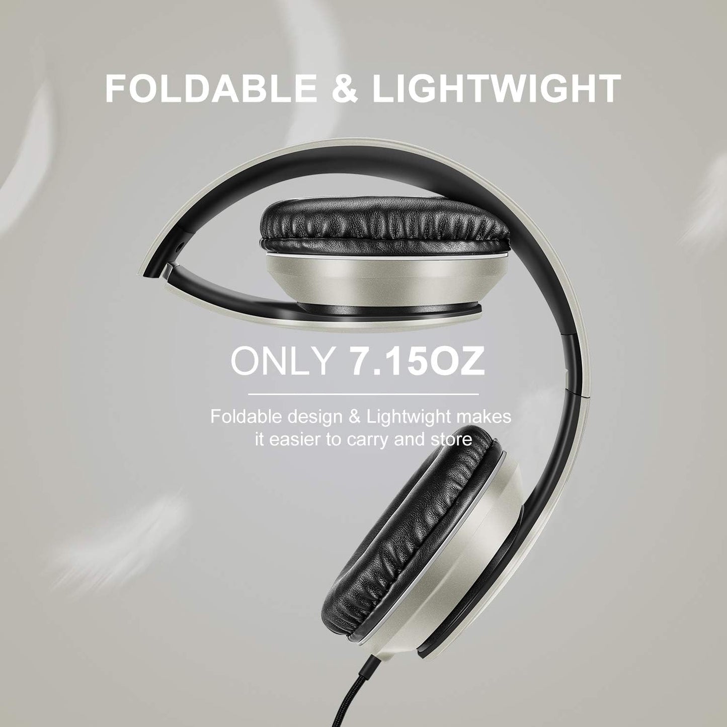 LORELEI X6 Over-Ear Kabelgebundene Stereo-Bass-Kopfhörer mit Mikrofon, Leicht, Faltbar & Portabel mit 1,45M Kabel ohne Verheddern für Smartphone, Tablet, MP3/4, Space Black