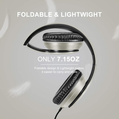 LORELEI X6 Over-Ear Kabelgebundene Stereo-Bass-Kopfhörer mit Mikrofon, Leicht, Faltbar & Portabel mit 1,45M Kabel ohne Verheddern für Smartphone, Tablet, MP3/4, Space Black