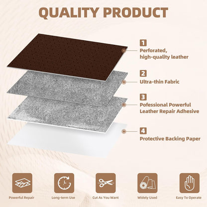 Lederreparatur-Set, 43x200 cm selbstklebender Lederflicken wasserdicht, DIY große Vinyl-Flicken für Sofas, Möbel, Küchenschränke, Wände (Schwarz, 43x200 cm)