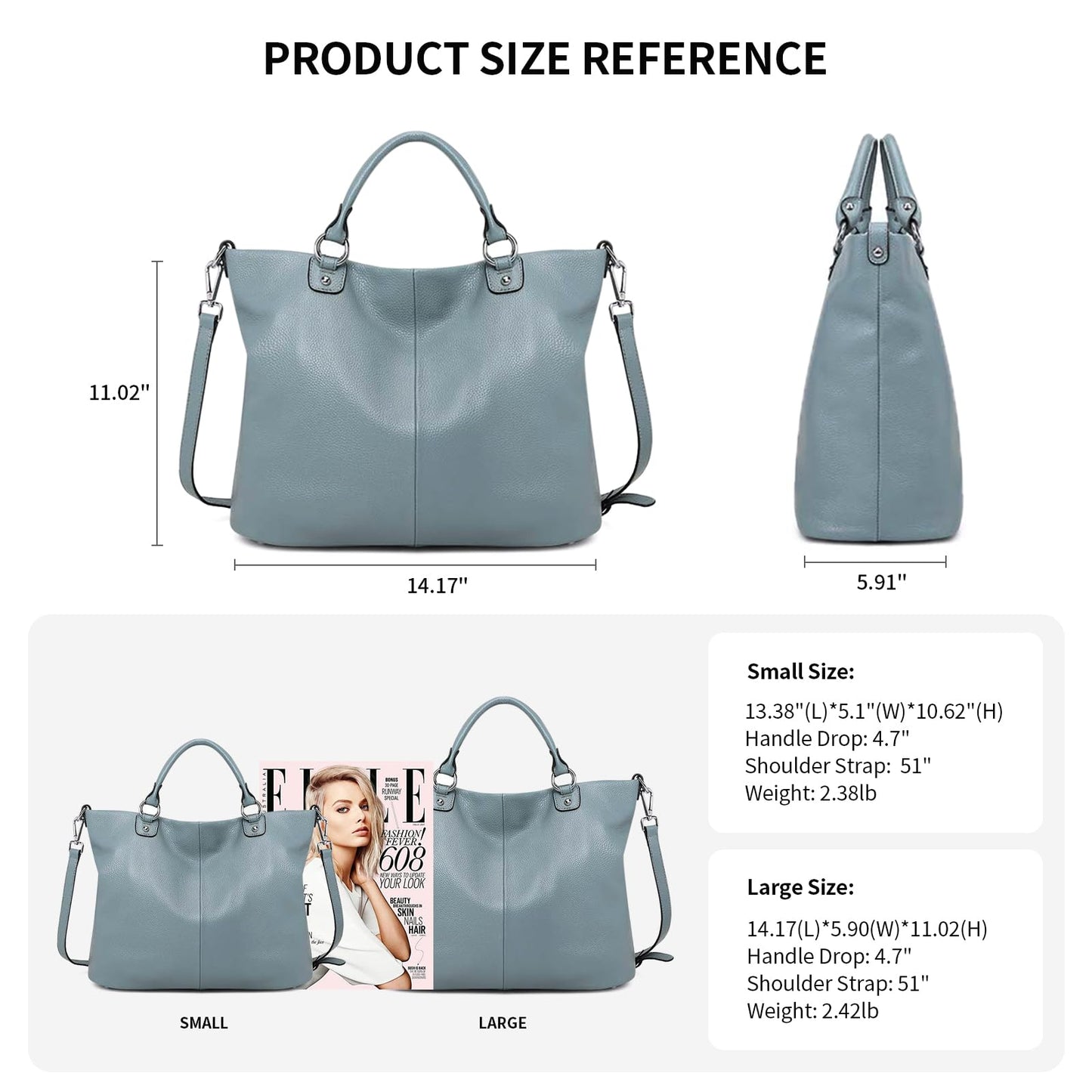 Kattee Damen Weiche Echtleder Tragetasche Schultertasche Handtasche