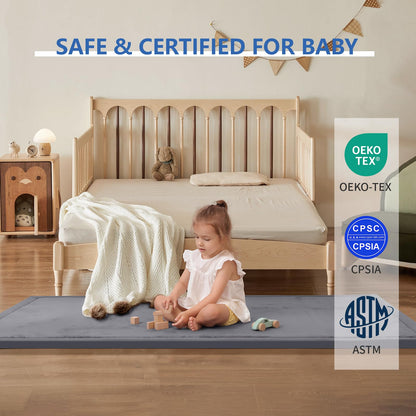 Huloo Sleep Ultra Soft Baby Spielmatte für den Boden, 3,3 cm dicke Elasti-Foam 127x127 cm Laufgittermatte für Kleinkinder, rutschfeste Rückseite, sicher zum Krabbeln und für die Bauchlage, Tatami-Stil (Dunkelgrau)