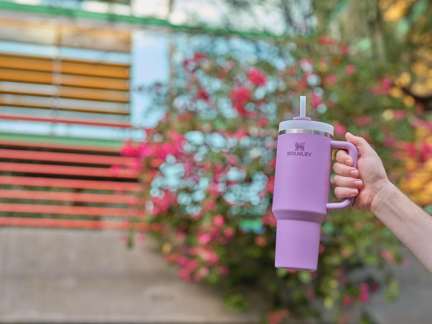 Vaso Stanley Quencher H2.0 con asa y pajita de 40 oz | Tapa Flowstate de 3 posiciones | Compatible con portavasos para viajes | Vaso térmico de acero inoxidable | Sin BPA | Arándano