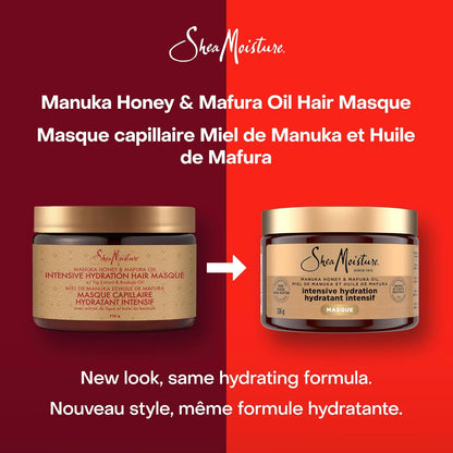 SheaMoisture Intensive Hydration Hair Masque Haarkur für trockenes, strapaziertes Haar Manuka-Honig & Mafura-Öl tiefenwirksame Pflegemaske mit Feigenextrakt 326 g