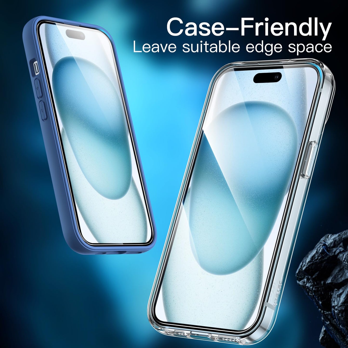 JETech Displayschutzfolie für iPhone 16 6,1 Zoll, gehärtetes Glas mit einfachem Installationstool, Case-Friendly, HD Klar, 3 Stück