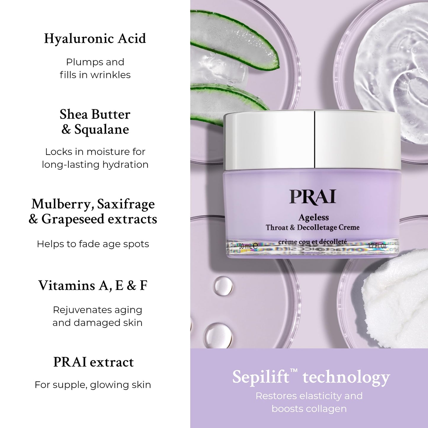 PRAI Ageless Throat & Decolletage Creme 118ml - Anti-Ageing, Collagen Boosting Skincare Cream - Tightens & Firms Skin, Reduces Wrinkles - Luxury Neck Moisturiser With Hyaluronic Acid - 7 Day Results