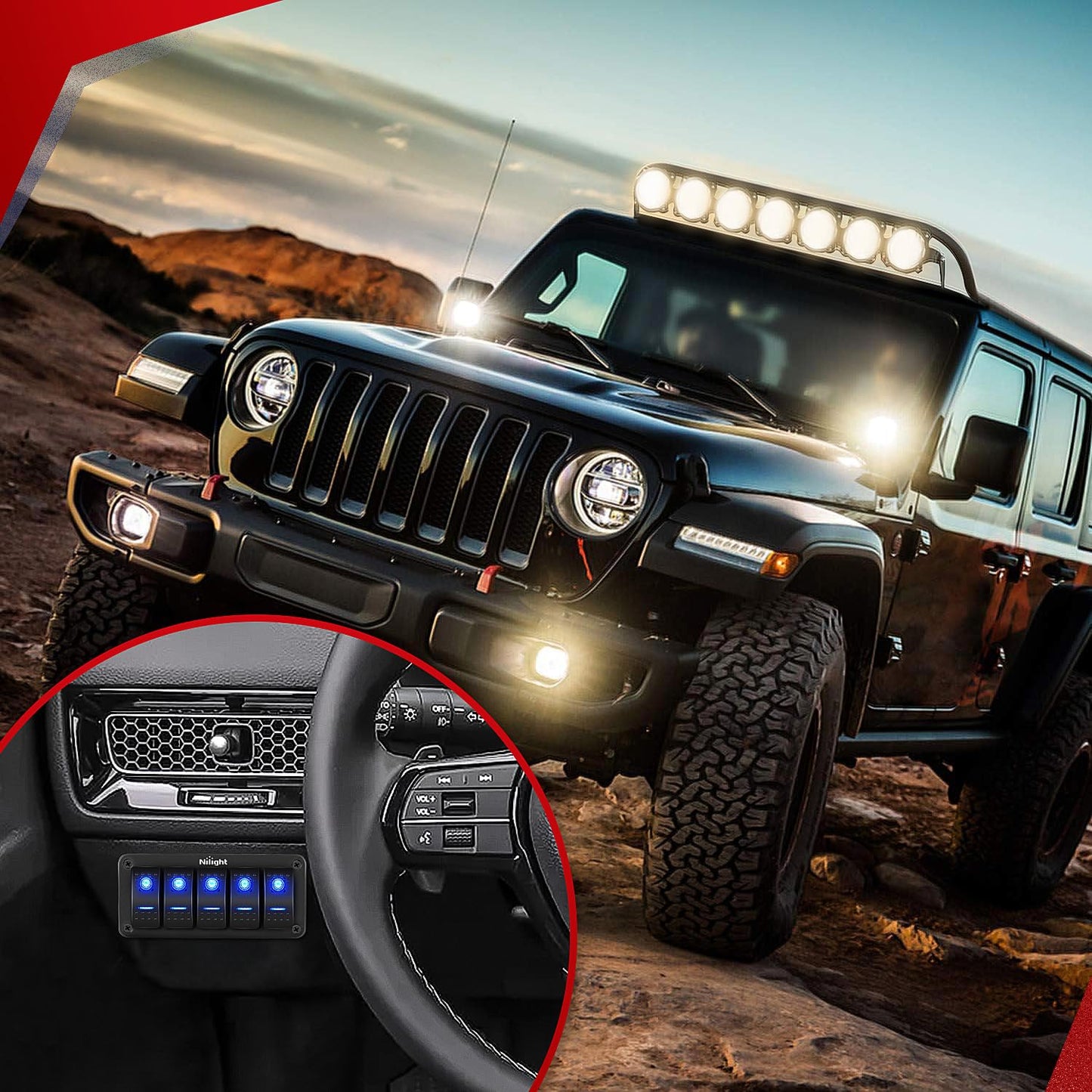 Nilight - NI -WA 06 LED Light Bar Wiring Harness Kit - 2 Leads 12V On Off Switch Power Relay Blade Fuse for Off Road Lights LED Work Light, 2 Years Warranty