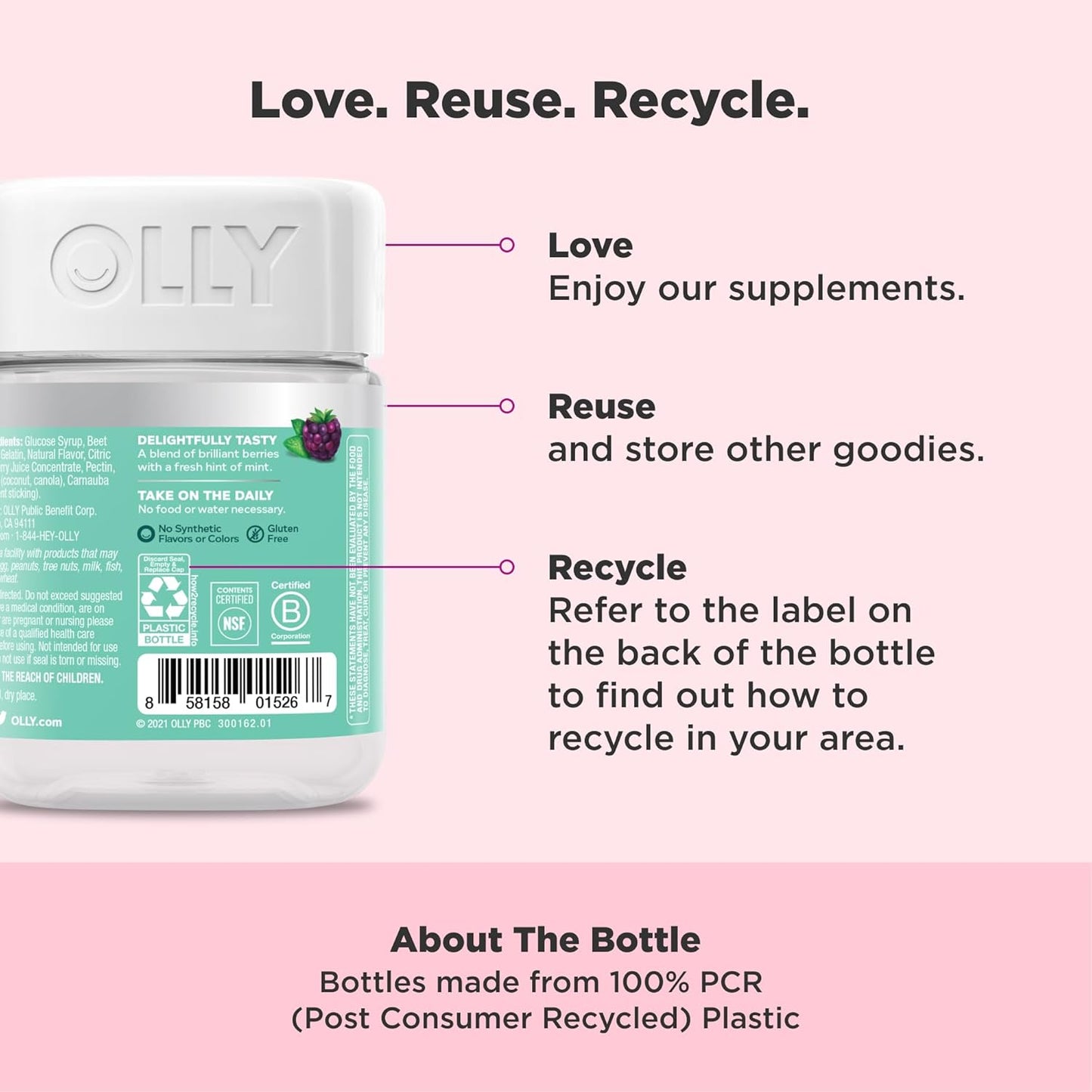 OLLY Flawless Complexion Gummy, Clear and Healthy Skin Support, Vitamins E, A, Zinc, Chewable Supplement, Berry - 50 Count (Pack of 12)