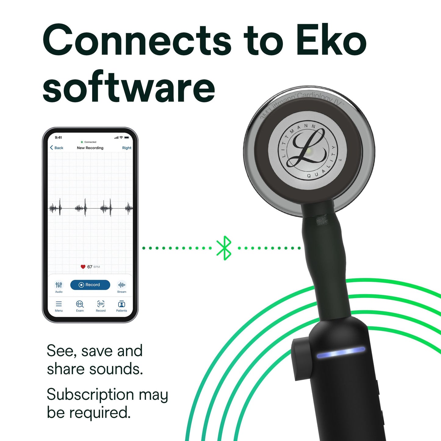 3M Littmann CORE Digital Stethoscope, Our Most Advanced Stethoscope Yet, Up To 40x Amplification, Active Noise Cancellation, In-App Sound Wave Visualization, High Polish Copper Chestpiece, 8870