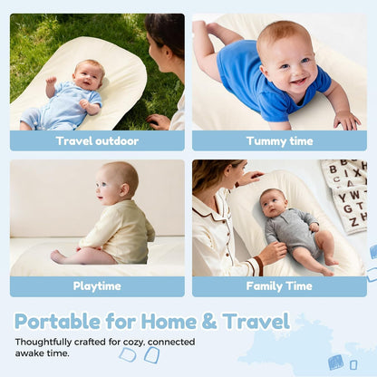 Baby Lounger & Nest for Newborn 0-24 Months, Baby Nest Supervised Breathable Cotton for Newborn, Newborn Essentials Gifts, Breathable Portable Infant Lounnger for Travel and Home(Cream White)