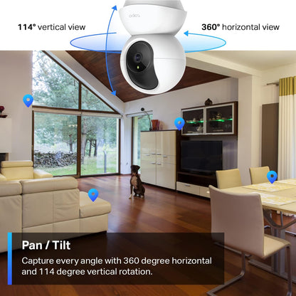 TP-Link Tapo 2K Pan/Tilt Indoor Security WiFi Camera, Baby & Pet Camera w/ 360° Motion Tracking, 2-Way Audio, Night Vision, Cloud & Local Storage (Up to 256 GB), Works w/Alexa & Google (Tapo C210)