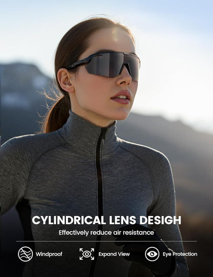 Lamicall Polarisierte Sportsonnenbrille Herren Damen, [24g Ultraleicht] Verstellbares Nasenpad Sportbrille für Fahrrad Wandern Laufen