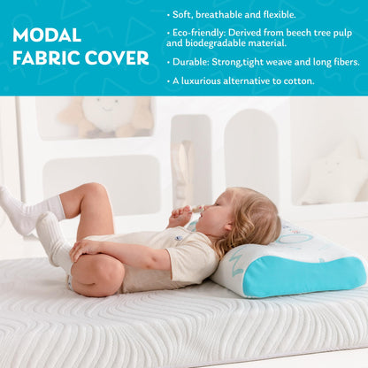 MLILY Kids Pillow for Sleeping, Adjustable Kids Memory Foam Pillow for Bed Set, Breathable and Cooling Pillows for Kids Boy Girl, CertiPUR-US Certified, 12x20 Inch, Blue